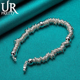 925 Sterling Silver Multi-Ring Chain Bracelet for Men & Women