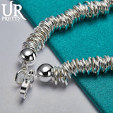 925 Silver Multi-Ring Chain Bracelet Wedding Engagement Jewelry