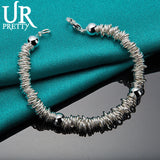 925 Silver Multi-Ring Chain Bracelet Wedding Engagement Jewelry