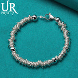 925 Silver Multi-Ring Chain Bracelet Wedding Engagement Jewelry