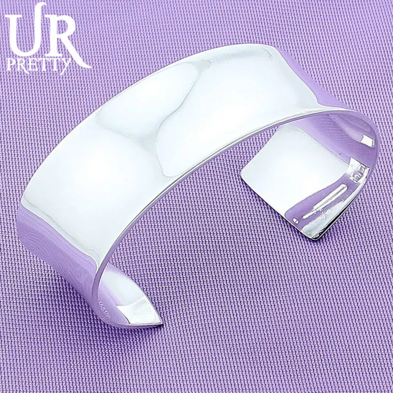 925 Silver Open Adjustable Bracelet Bangle Wedding Engagement Jewelry