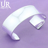 925 Silver Open Adjustable Bracelet Bangle Wedding Engagement Jewelry