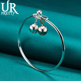 925 Silver Round Ball Bangle Bracelet Wedding Party Jewelry