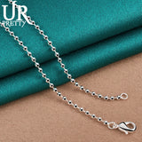 925 Silver Round Beads Necklace 18 Inch Chain Wedding Jewelry