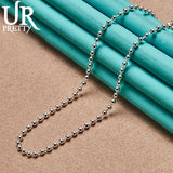 925 Silver Round Beads Necklace 18 Inch Chain Wedding Jewelry