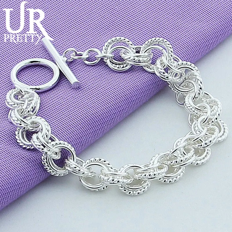 925 Sterling Silver Twist Chain Bracelet for Party Wedding