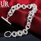 925 Silver Twist Multi-turn Chain Bracelet Wedding Jewelry