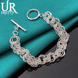 925 Silver Twist Multi-turn Chain Bracelet Wedding Jewelry