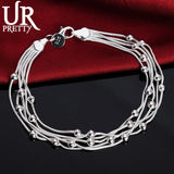 925 Silver Snake Chain Beads Bracelet for Women