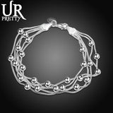 925 Silver Snake Chain Bracelet Smooth Beads