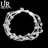 925 Silver Snake Chain Bracelet Smooth Beads