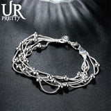 925 Silver Snake Chain Bracelet Smooth Beads