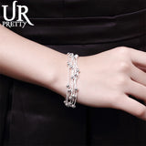 925 Silver Snake Chain Bracelet Smooth Beads