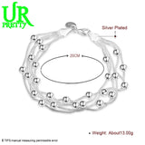 925 Silver Snake Chain Bracelet Smooth Beads
