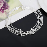 925 Silver Snake Chain Beads Bracelet for Women