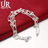 925 Silver Snake Chain Bracelet Smooth Beads