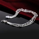 925 Silver Snake Chain Beads Bracelet for Women