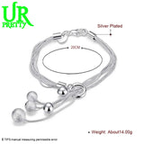 925 Silver Snake Chain Beads Pendant Bracelet