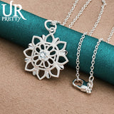925 Silver Snowflake Pendant Necklace 20 Inch Snake Chain