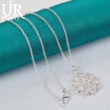 925 Silver Snowflake Pendant Necklace 20 Inch Snake Chain