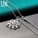925 Silver Snowflake Pendant Necklace 20 Inch Snake Chain