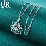 925 Silver Snowflake Pendant Necklace 20 Inch Snake Chain