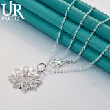 925 Silver Snowflake Pendant Necklace 20 Inch Snake Chain