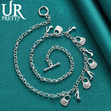 925 Silver High-Heeled Shoes Necklace 18 Inch Chain
