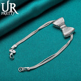925 Sterling Silver Bow Chain Bracelet for Women Wedding Charm Jewelry