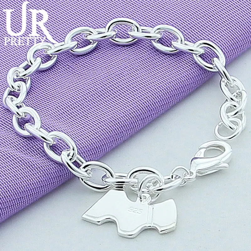 925 Sterling Silver Dog Tag Chain Bracelet for Men Women