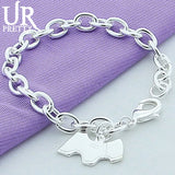 925 Sterling Silver Dog Tag Chain Bracelet for Men Women