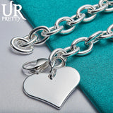 925 Silver Heart Love Chain Bracelet for Wedding Engagement