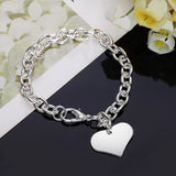 925 Silver Heart Love Chain Bracelet for Wedding Engagement