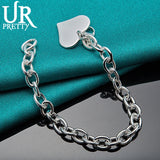 925 Silver Heart Love Chain Bracelet for Wedding Engagement