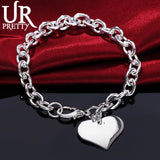 925 Silver Heart Love Chain Bracelet for Wedding Engagement
