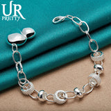925 Sterling Silver Heart Love Chain Bracelet Wedding Engagement Party Charm