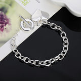 925 Sterling Silver Heart Love Ot Chain Bracelet Charm Jewelry Gift
