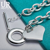 925 Sterling Silver Heart Love Ot Chain Bracelet Charm Jewelry Gift