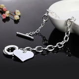 925 Sterling Silver Heart Love Ot Chain Bracelet Charm Jewelry Gift