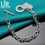 925 Sterling Silver Heart Love Ot Chain Bracelet Charm Jewelry Gift