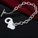 925 Sterling Silver Heart Love Ot Chain Bracelet Charm Jewelry Gift