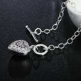 925 Silver Heart Zircon Chain Bracelet Women Wedding Engagement Jewelry
