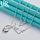 925 Sterling Silver Heart Stethoscope Necklace 18 Inch Chain