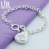 925 Silver Heart Chain Bracelet For Women
