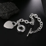 925 Silver Love Heart Chain Bracelet Wedding Party Jewelry Gift