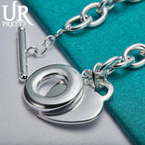 925 Silver Love Heart Chain Bracelet Wedding Party Jewelry Gift