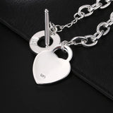 925 Silver Love Heart Chain Bracelet Wedding Party Jewelry Gift