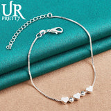 925 Silver Heart Round Chain Bracelet Wedding Engagement Party Jewelry
