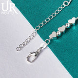 925 Silver Heart Round Chain Bracelet Wedding Engagement Party Jewelry