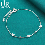 925 Silver Heart Round Chain Bracelet Wedding Engagement Party Jewelry